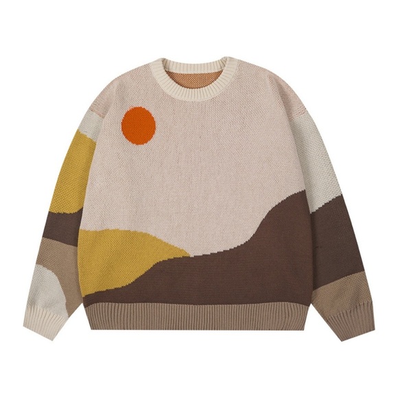 Harsh and Cruel Sweaters - Harsh and Cruel Sweater Mountain Landscape Crew Neck Sweater Size Medium